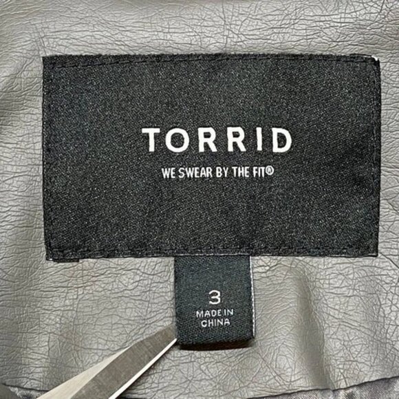 Torrid Faux Leather Moto Jacket Women's 3/3X Graphite Gray Full Zip EUC - Picture 15 of 16